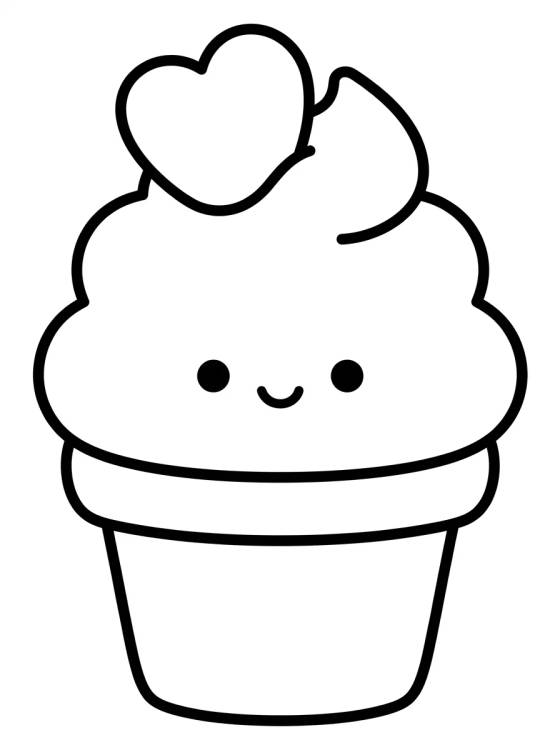 Desenho de Cupcake de Sorvete Fofinho para colorir e imprimir grátis