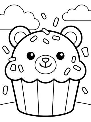 Cupcake em Forma de Ursinho para colorir Desenho de Cupcake em Forma de Ursinho para colorir e imprimir grátis