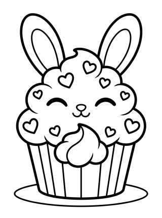 Cupcake Fantasia de Coelhinho para colorir Desenho de Cupcake Fantasia de Coelhinho para colorir e imprimir grátis