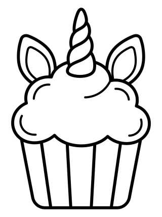 Cupcake Unicórnio Mágico para colorir Desenho de Cupcake Unicórnio Mágico para colorir e imprimir grátis
