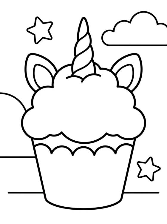 Cupcake Unicórnio Mágico para colorir Desenho de Cupcake Unicórnio Mágico para colorir e imprimir grátis