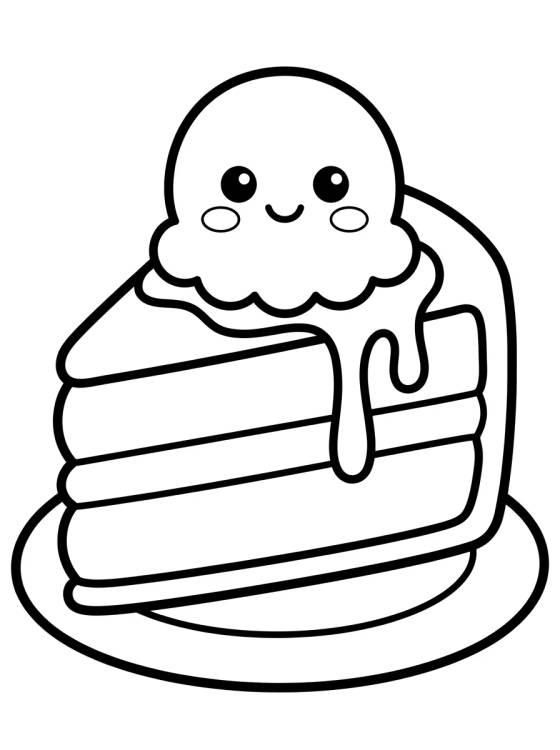 Fatia de Bolo de Sorvete para colorir Desenho de Fatia de Bolo de Sorvete para colorir e imprimir grátis