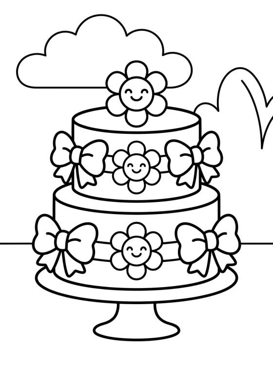 Desenho de Mini Bolo Decorado para colorir e imprimir grátis