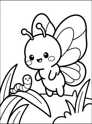 Desenho de Borboleta Bebê Curiosa para colorir e imprimir grátis