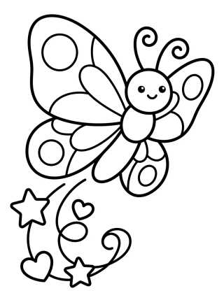 Desenho de Borboleta Encantada com Estrelinhas para colorir e imprimir grátis