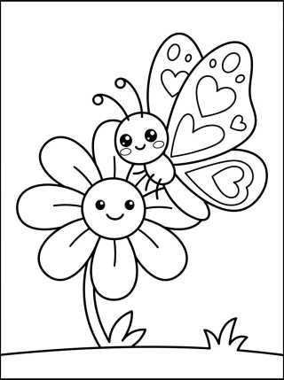 Borboleta Sorridente na Margarida para colorir Desenho de Borboleta Sorridente na Margarida para colorir e imprimir grátis