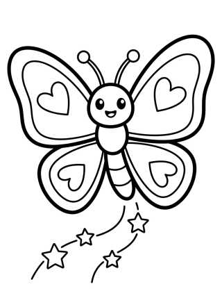 Borboletinha com Corações nas Asas para colorir Desenho de Borboletinha com Corações nas Asas para colorir e imprimir grátis