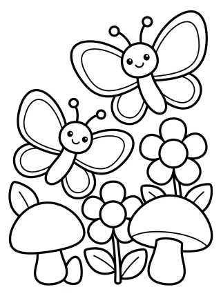 Dupla de Borboletas Amigas para colorir Desenho de Dupla de Borboletas Amigas para colorir e imprimir grátis
