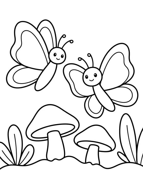 Dupla de Borboletas Amigas no Jardim para colorir Desenho de Dupla de Borboletas Amigas no Jardim para colorir e imprimir grátis