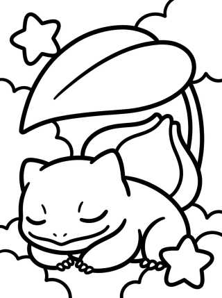 Bulbasauro Bebê Dormindo para colorir Desenho de Bulbasauro Bebê Dormindo para colorir e imprimir grátis