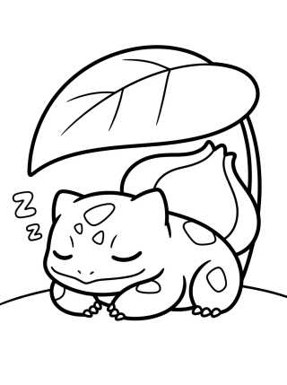 Desenho de Bulbasauro Dormindo para colorir e imprimir grátis