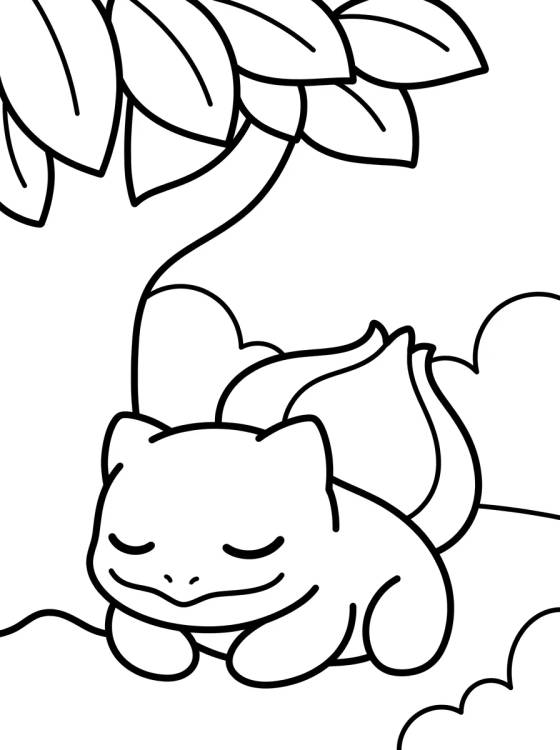Bulbasauro Dormindo na Floresta para colorir Desenho de Bulbasauro Dormindo na Floresta para colorir e imprimir grátis