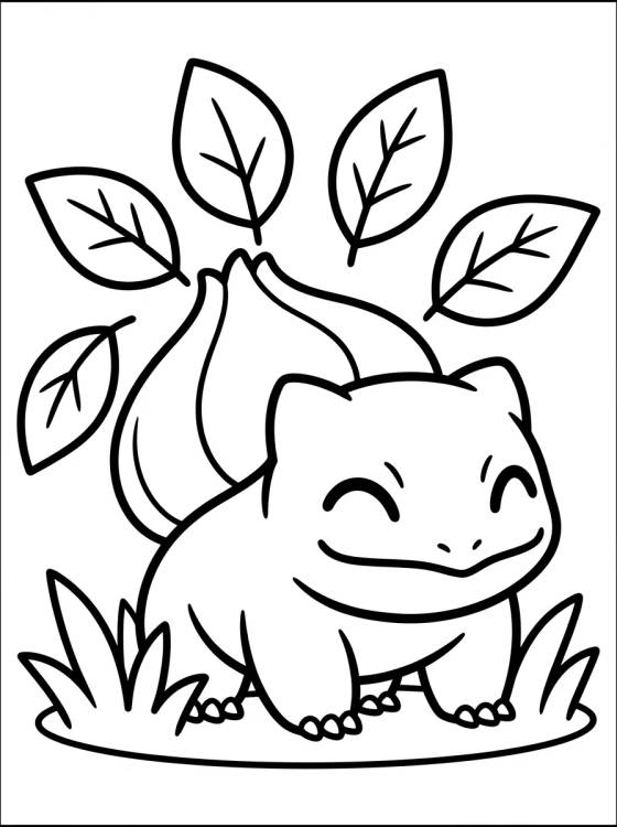 Desenho de Bulbasauro Soltando Folhas para colorir e imprimir grátis
