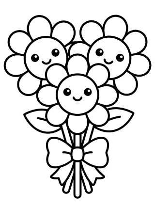 Buquê de Girassóis Felizes para colorir Desenho de Buquê de Girassóis Felizes para colorir e imprimir grátis