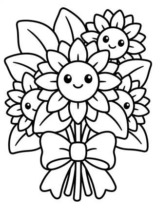 Desenho de Buquê de Girassóis Radiantes para colorir e imprimir grátis