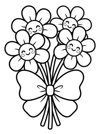 Desenho de Buquê de Margaridas Feliz para colorir e imprimir grátis