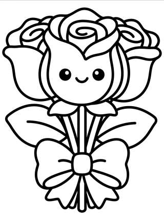 Coleção de desenhos para colorir: Buquês de Flores Fofos