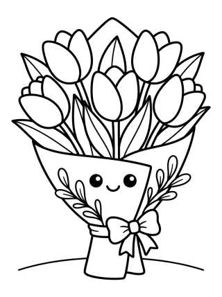 Buquê de Tulipas Encantadas para colorir Desenho de Buquê de Tulipas Encantadas para colorir e imprimir grátis