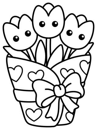 Desenho de Buquê de Tulipas Encantado para colorir e imprimir grátis