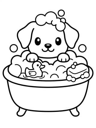 Cachorrinho Banho de Banheira para colorir Desenho de Cachorrinho Banho de Banheira para colorir e imprimir grátis