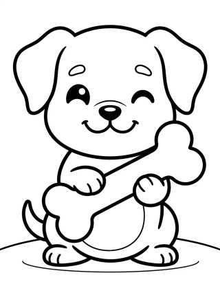 Cachorrinho Filhote com Ossinho para colorir Desenho de Cachorrinho Filhote com Ossinho para colorir e imprimir grátis