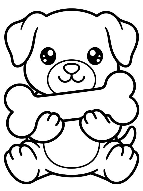 Cachorrinho Fofo com Osso para colorir Desenho de Cachorrinho Fofo com Osso para colorir e imprimir grátis