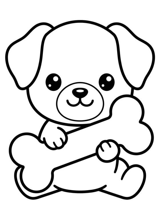 Cachorrinho Segurando um Osso para colorir Desenho de Cachorrinho Segurando um Osso para colorir e imprimir grátis