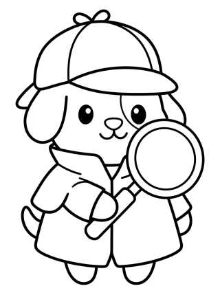 Desenho de Cachorro Detetive Fofinho para colorir e imprimir grátis