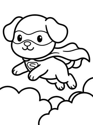 Cachorro Super-Herói com Capa para colorir Desenho de Cachorro Super-Herói com Capa para colorir e imprimir grátis