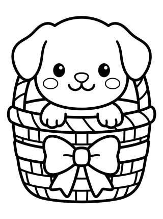 Coleção de desenhos para colorir: Desenhos de Cachorros Kawaii para Colorir
