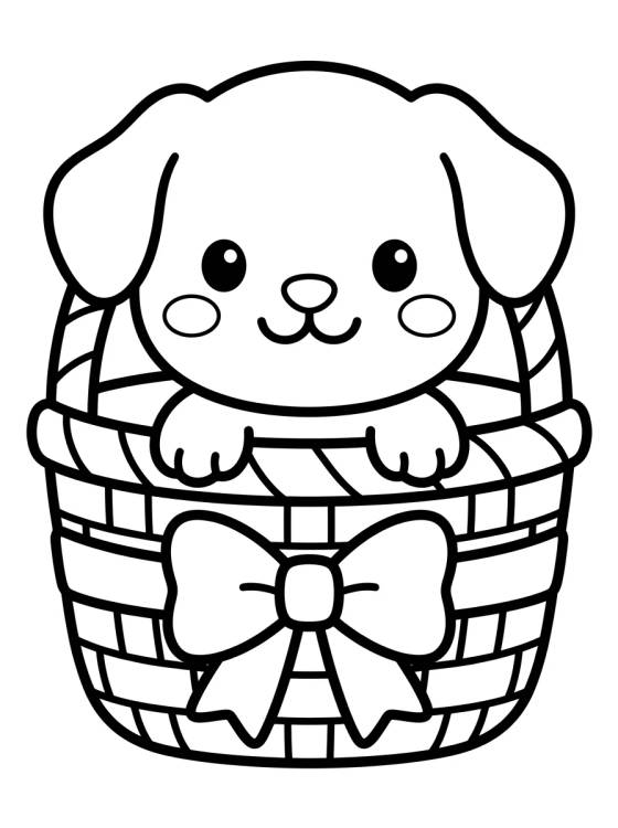 Filhote de Cachorro no Cesto para colorir Desenho de Filhote de Cachorro no Cesto para colorir e imprimir grátis