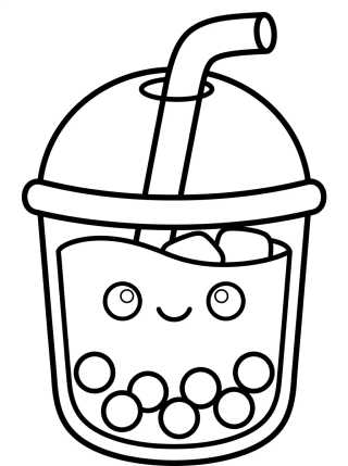 Desenho de Bubble Tea Fofo com Bolinhas para colorir e imprimir grátis