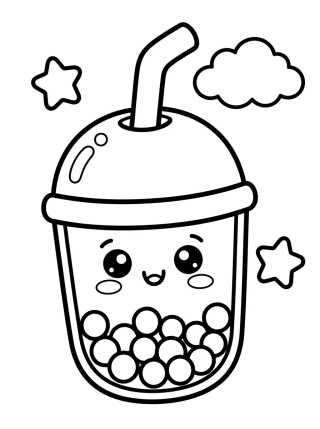 Bubble Tea Fofo para colorir Desenho de Bubble Tea Fofo para colorir e imprimir grátis