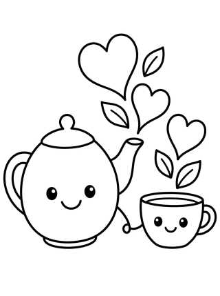 Bule de Chá e Xícara Amigos para colorir Desenho de Bule de Chá e Xícara Amigos para colorir e imprimir grátis