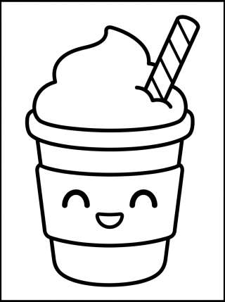 Coleção de desenhos para colorir: Cafés e Bebidas Fofas