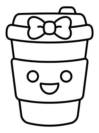 Desenho de Copo de Café To-Go Kawaii para colorir e imprimir grátis