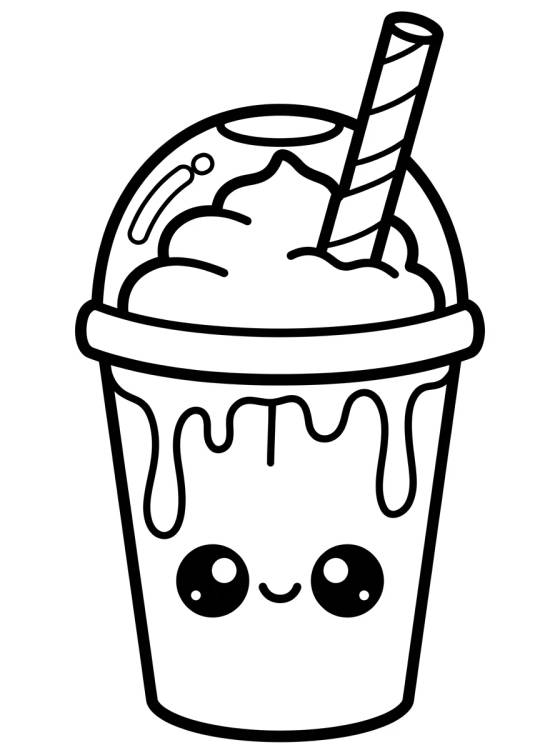 Desenho de Copo de Frappuccino com Canudo para colorir e imprimir grátis