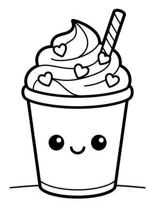 Desenho de Copo de Frappuccino Kawaii para colorir e imprimir grátis