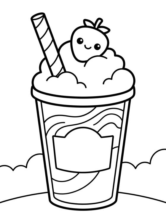 Desenho de Frapê de Morango Gelado para colorir e imprimir grátis