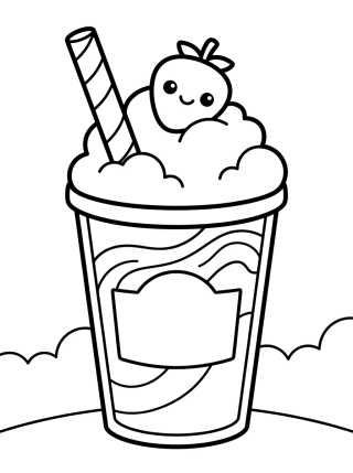 Frapê de Morango Gelado para colorir Desenho de Frapê de Morango Gelado para colorir e imprimir grátis