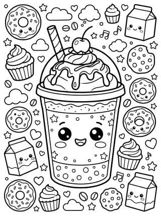 Desenho de Frappuccino com Chantilly para colorir e imprimir grátis