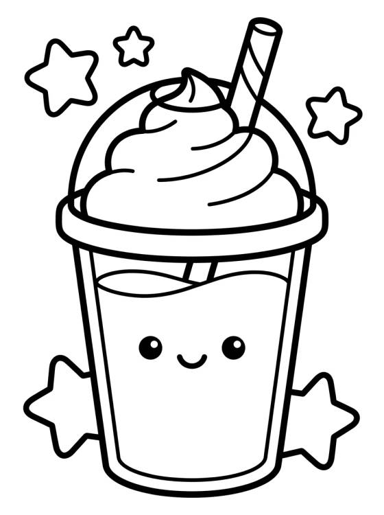 Frappuccino Fofo com Chantilly para colorir Desenho de Frappuccino Fofo com Chantilly para colorir e imprimir grátis