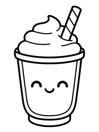 Desenho de Frappuccino Kawaii com Chantilly para colorir e imprimir grátis
