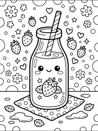 Desenho de Garrafinha de Leite de Morango para colorir e imprimir grátis
