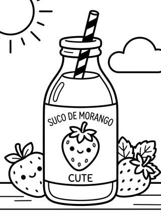 Desenho de Garrafinha de Suco de Morango para colorir e imprimir grátis