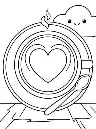 Desenho de Xícara de Café Latte Art para colorir e imprimir grátis