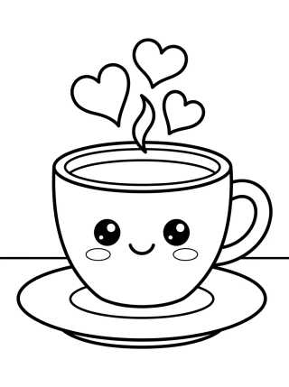 Desenho de Xícara de Café Sorridente para colorir e imprimir grátis