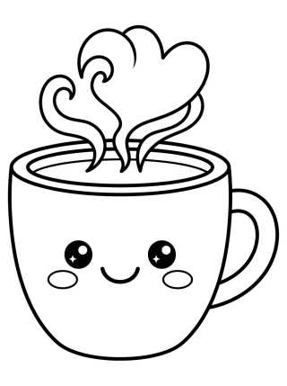 Desenho de Xícara de Café Sorridente para colorir e imprimir grátis