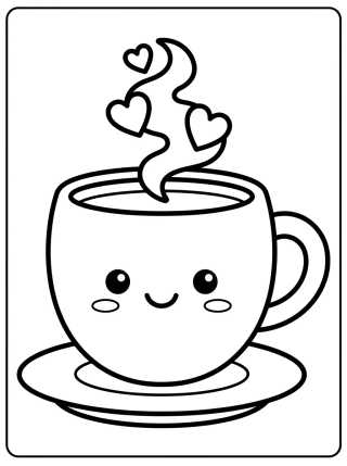 Desenho de Xícara de Café Vaporosa para colorir e imprimir grátis