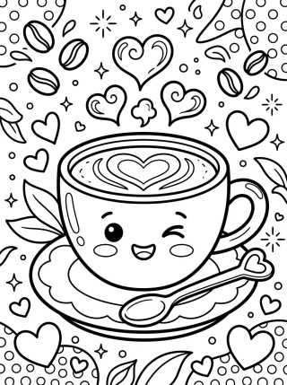 Desenho de Xícara de Cappuccino Sorridente para colorir e imprimir grátis